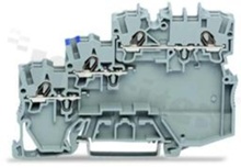 Installation terminal block; 3-level; through; 8-contacts for wire 0.14-1.5mm2 (24-16AWG); spring-loaded; grey; for DIN rail; 250V/13,5A