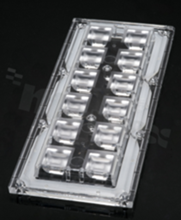 Soczewka do diod LED high power; mid power; kąt rozsyłu: 84 do 108 stopni FWHM; ilość diod: 12; rozmiar: 71x173mm; wysokość: 11.4mm; rodzaj materiału: PMMA; silikon; sposób mocowania: śruby