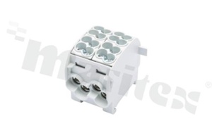 Złączka na szyne DIN; blok rozdzielczy odgałęźny;szary; jednobiegunowy;2x25mm2; Al/Cu;1000V AC/DC ;152A