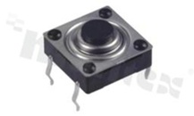 Przełącznik Tact Switch; THT; wymiary korpusu: 10.0x10.0; h=5.00mm; wodoszczelny; o sile nacisku 160gf; przycisk okrągły