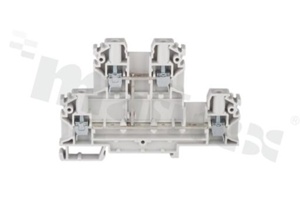 Złączka szynowa;2-poziomowa;4 zaciskowa na przewód 0,5-4mm2; zacisk śrubowy; szara; na szyne DIN; 1000V/32A