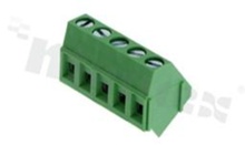 PCB terminal block; pitch 5.0mm; 5-ways; 45 deg angle; wire range 2.50mm2 (AWG 22-14); with screws for a flat screwdriver; rising clamp type; brass cage; green color; UL 300V/20A, TUV 250V/24A