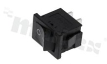 Przełącznik typu Rocker; jednobiegowy; 2-pozycyjny; 19x13mm; konektory SPST; przycisk czarny podświetlony; 10A