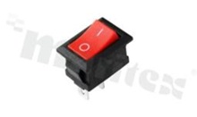 Miniaturowy przełącznik typu Rocker; jednobiegowy; 2-pozycyjny; 19x12.8mm; konektory SPST; przycisk czarny 6A/250V