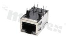 Gniazdo Giga-Bit Ethernet 1000; montaż: THT; poziome; 2 x dwukolorowy Y/G LED; zatrzask górny; styki złocone Au 6u"