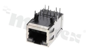 Gniazdo Giga-Bit Ethernet 1000; montaż: THT; poziome; 2 x dwukolorowy Y/G LED; zatrzask górny; styki złocone Au 6u"