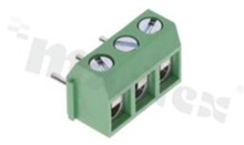PCB terminal block; pitch 5.00mm; 3-ways; r/a; wire range 1.50mm2 (AWG 22-14); with screws for a flat screwdriver; green color; UL 300V/15A, TUV 250V/17.5A