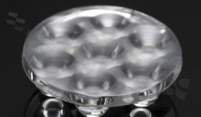 Lens for LED high power; mid power; angle: 15 to 42 degrees FWHM; Number of LEDs: 7; Dimensions: round 40mm; Height: 10.7mm; meterial: PMMA; Fastening: pin