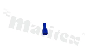 Flat terminal; 6.35mm; 0.8mm; female; 1.5-2.5mm2; crimped; for cable; insulated; tinned; brass; blue; Imax 15A; L=21.5mm