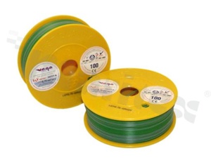 Przewód pojedynczy LGY/H05V-K; z wielodrutową miedzianą żyłą; zielony/szary; przekrój 0.75mm2; AWG 18; 500V; -40+105 st.C; 100m.