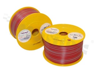 Przewód pojedynczy LGY/H05V-K; z wielodrutową miedzianą żyłą; czerwony/szary; przekrój 1.50mm2; AWG 16; 500V; -40+105 st.C; 100m.