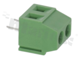 Listwa zaciskowa do PCB; w rastrze 3.81mm; 2-torowa; pionowa; na przewód 1.00mm2; ze śrubami na wkrętak płaski; klatka mosiężna; zielona; 300V/10A
