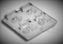 Lens for LED high power; angle: oval 70 x 160 degrees ; Number of LEDs: 4; Dimensions: 50x50mm; Height: 8.99mm; material: PMMA; Fastening: screw