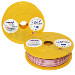 Przewód pojedynczy LGY/H05V-K; z wielodrutową miedzianą żyłą; różowy/brązowy; przekrój 0.50mm2; AWG 20; 500V; -40+105 st.C; 100m.