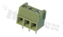 Listwa zaciskowa do PCB; w rastrze 3.81mm; 3-torowa; pionowa; na przewód 1.0mm2; z ruchomą osłoną przewodu; ze śrubą na wkrętak płaski; klatka mosiężna; zielona; UL 130V/9A