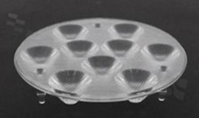 Lens for LED high power; angle: 25 degrees ; Number of LEDs: 9; Dimensions: round 95mm; Height: 21.1mm; material: PMMA; PC; Fastening: glue