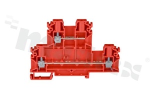 Installation terminal block; 2-level; 3-contacts; for wire 0,5-4mm2; screw terminal; red; Din rail; 1000v/32A