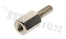 Screwed brass spacer sleeve; Int. thread: M3; Ext. thread: M3; 8mm