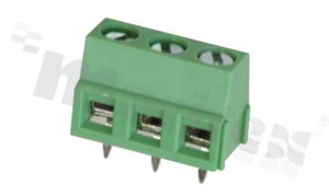 Listwa zaciskowa do PCB; w rastrze 5.00mm; 6-torowa; pionowa; na przewód 1.5mm2 (AWG 26-14); z ruchomą osłoną przewodu; ze śrubami na wkrętak płaski; klatka stalowa; zielona; UL 300V/12A, TUV 250V/15A