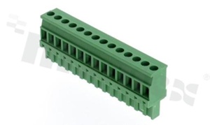 Pluggable terminal block; 5.08mm pitch; 14-ways; female; for wire 2.50mm2(28-12AWG); wire insertion direction 90° to plug-in direction; p.bronze contacts; brass cage; UL 300V/16A