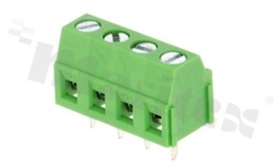 Listwa zaciskowa do PCB; w rastrze 3.81mm; 4-torowa; pionowa; na przewód 1.0mm2 (AWG 16-28); z ruchomą osłoną przewodu; ze śrubą na wkrętak płaski; klatka mosiężna; zielona; UL 300V/10A, 130V/10.5A