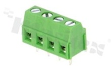Listwa zaciskowa do PCB; w rastrze 3.81mm; 4-torowa; pionowa; na przewód 1.0mm2 (AWG 16-28); z ruchomą osłoną przewodu; ze śrubą na wkrętak płaski; klatka mosiężna; zielona; UL 300V/10A, 130V/10.5A