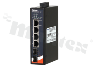 Switch przemysłowy PoE; Gigabit; niezarządzalny; 4 porty 10/100/1000/2500Base-T(X) RJ45 PoE; 2 porty 1G/10G SFP; temp. pracy: -40+75C; zasilanie redundantne: 52-57VDC; montaż na szynie DIN