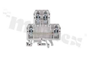 Złączka szynowa;2-poziomowa;4 zaciskowa na przewód 0,5-4mm2; zacisk śrubowy; szara; na szyne DIN; 690V/32A