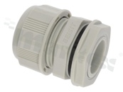 Dławnica kablowa M20; nylonowa; M20x1.5 10-14mm; szara;Flat O-ring;na klucz 27mm; z nakrętką