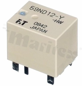 Electromagnetic relay; contact rating current 60A; coil voltage 12V DC; 1 make contact NO; coil resistance 320?; 60A/14V DC; mounting: PCB