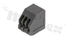 Listwa zaciskowa do PCB; w rastrze 2.5mm; 3-torowa; skośne wejście przewodu; na przewód 0.5mm2( 24-20 AWG); szara; ze stykiem sprężynowym; UL 300V/2A TUV 250V/6A
