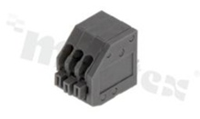 PCB terminal block; pitch 2.5mm; 3-ways; oblique entry; range wire 0.5mm2 (AWG 24-20); spring-loaded; grey; UL 300V/2A TUV 250V/6A