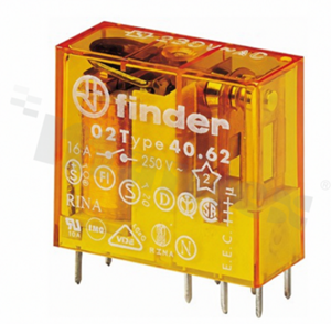 Electromagnetic relay; contact rating current 10A; coil voltage 230VAC; 2 changeover contact (2C); coil power 1.2VA; 10A/250VAC,10A/24VDC; mounting: PCB, socket
