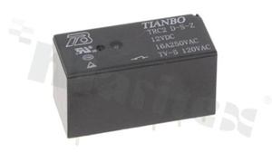 Electromagnetic relay; contact rating current 16A; coil voltage 12VDC; changeover contact (1C); coil power 400mW; 16A/30VDC; 16A/250VAC
