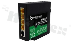 Hardened Industrial Unmanaged PoE Ethernet Switch; metal case; 5x 10/100 Mb/s PoE; oper. temp.: operating temperature -40+70 deg.C; supply 44...57VDC; DIN Rail Mountable