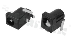 Gniazdo zasilające do PCB; męskie; kątowe; średnica kołka 2.0mm; średnica otworu 6.3mm; montaż: THT; gięte nóżki