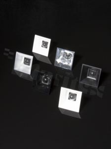 Shade for LED; number of diodes: 1; dimentions 39.8x39.8mm; hight: 20.32mm; material type: PC; fastening method: clips; color: black