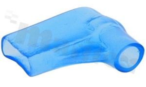 Insulation sleeve for flat connector 6.3mm; right angle; for wire OD=4.0mm;; L1=17mm;; L2= 16mm;; W=8.0mm;; blue