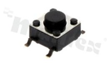 Przełącznik Tact Switch; SMD; wymiary korpusu 6.0x6.0; h=4.3mm; pionowy; o sile nacisku 500gf; przycisk okrągły