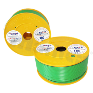 Przewód pojedynczy LGY/H05V-K; z wielodrutową miedzianą żyłą; zielony; przekrój 1.00mm2; AWG 17; 500V; -40+105 st.C; 100m.