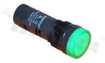 Lampka sygnalizacyjna; 16mm; zacisk śrubowy; plastik; podświetlenie pełne zielone LED 12V; IP40.
